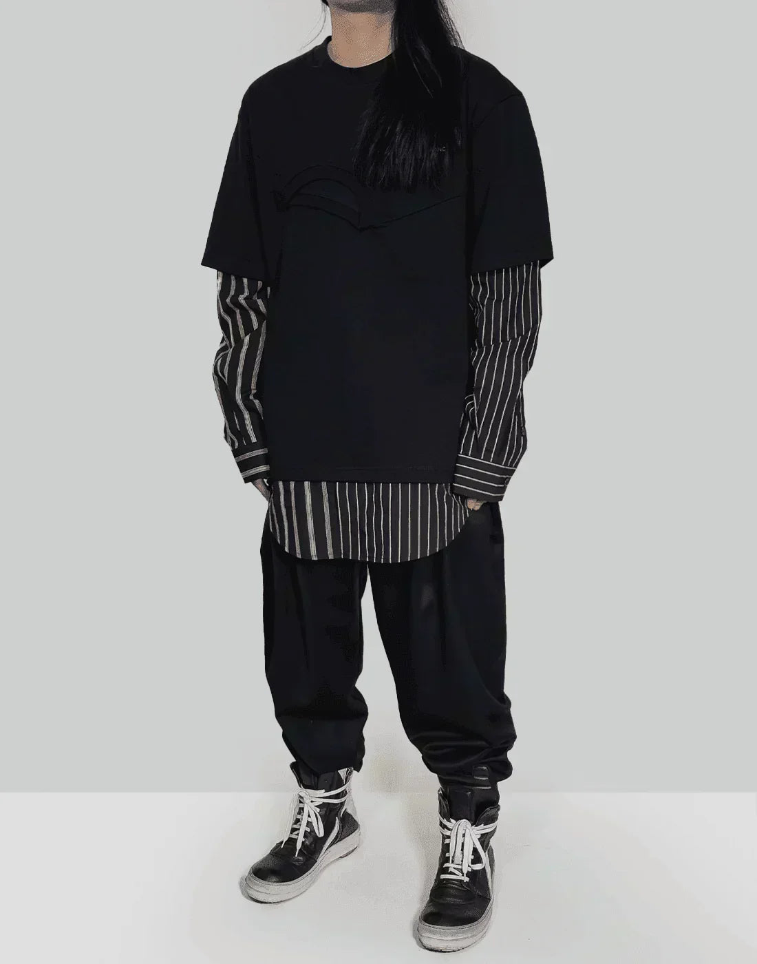 FENG CHEN WANG - SHIRTING PANELLED SWEATER - 082plus