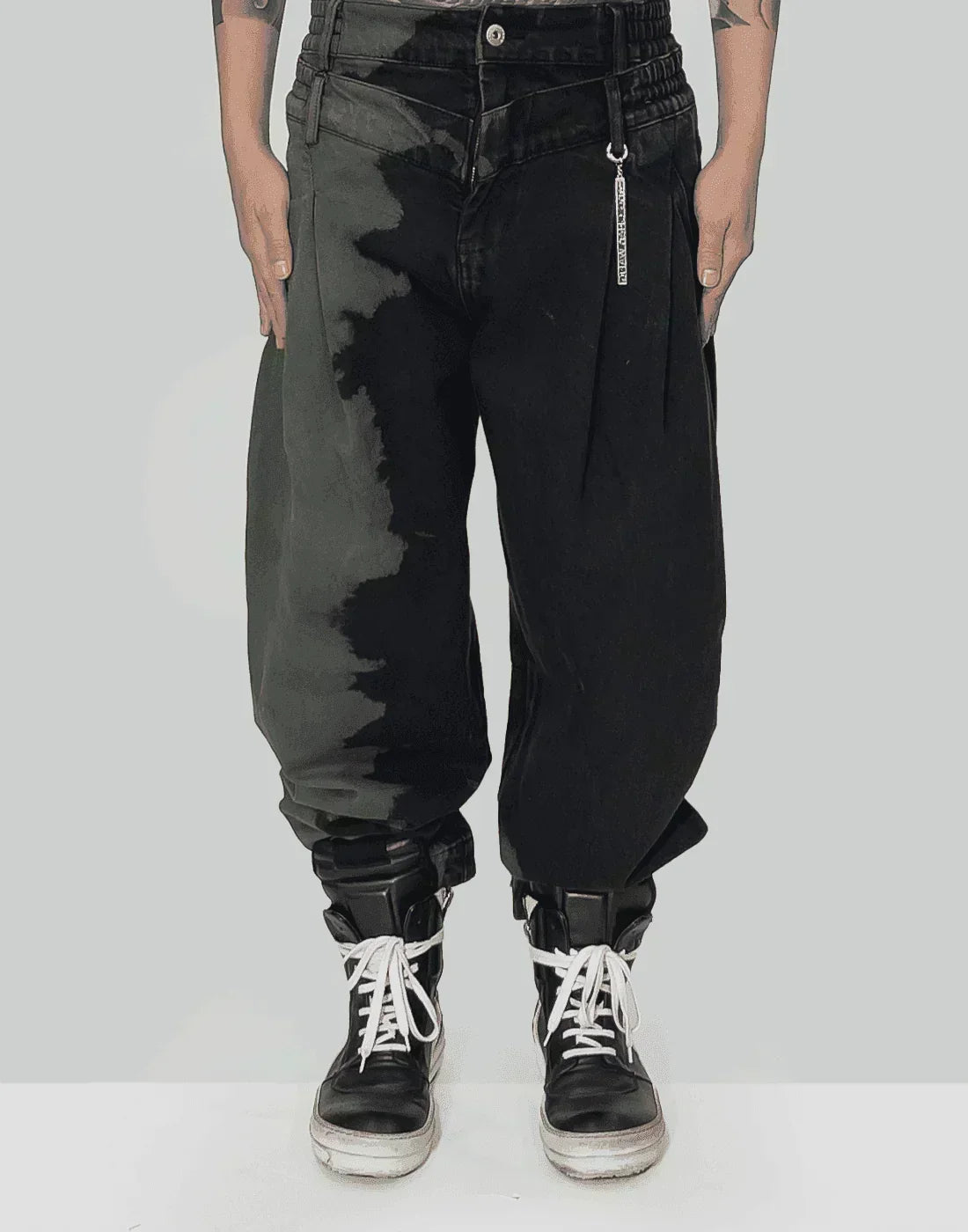 FENG CHEN WANG - TIE DYE DOUBLE WAISTBAND JEANS - 082plus