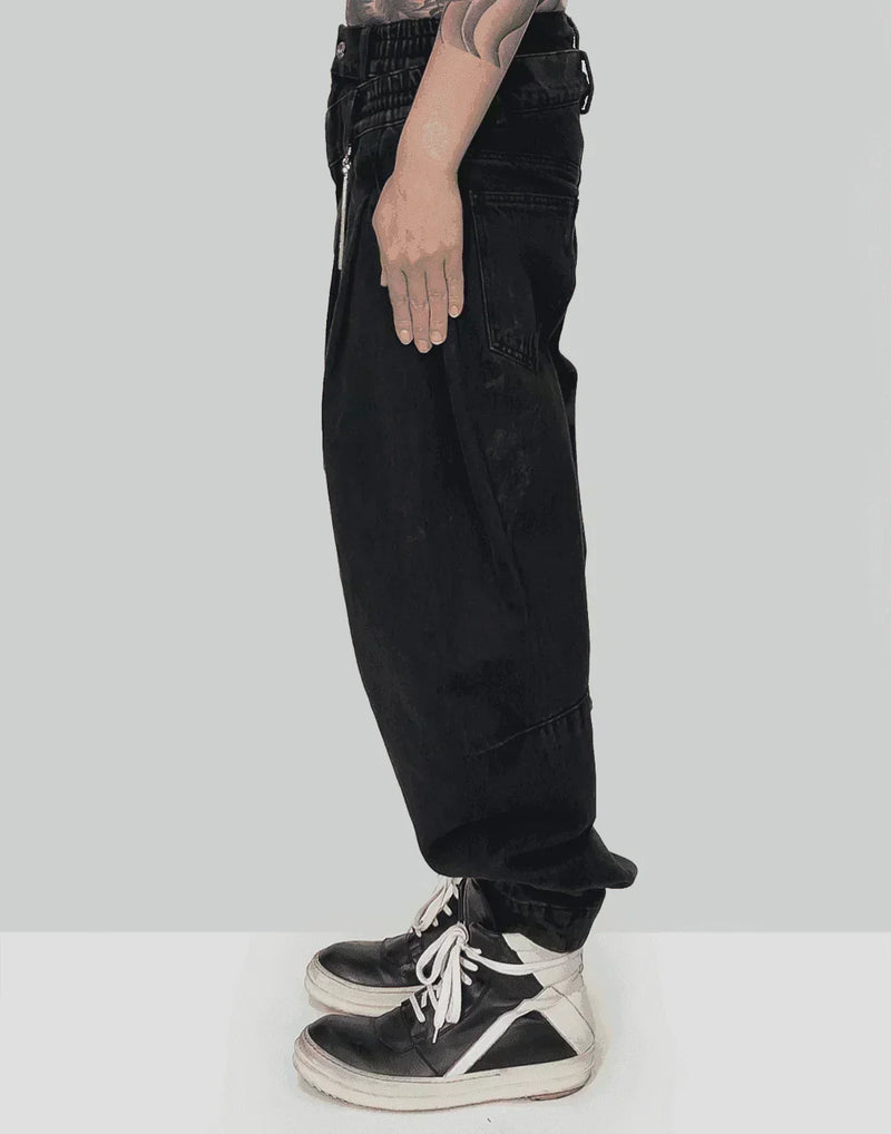 FENG CHEN WANG - TIE DYE DOUBLE WAISTBAND JEANS - 082plus