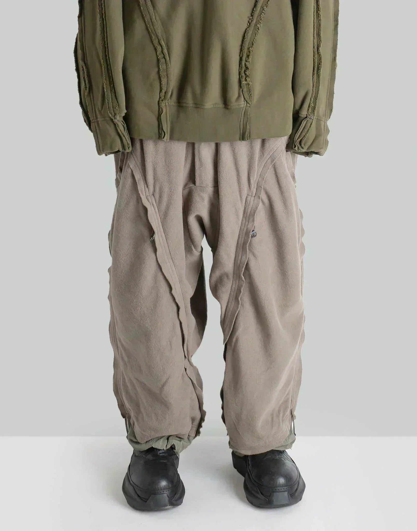 HAMCUS - LPU / RAW EDGE STITCHING EXPANDABLE CROPPED PANTS - 082plus