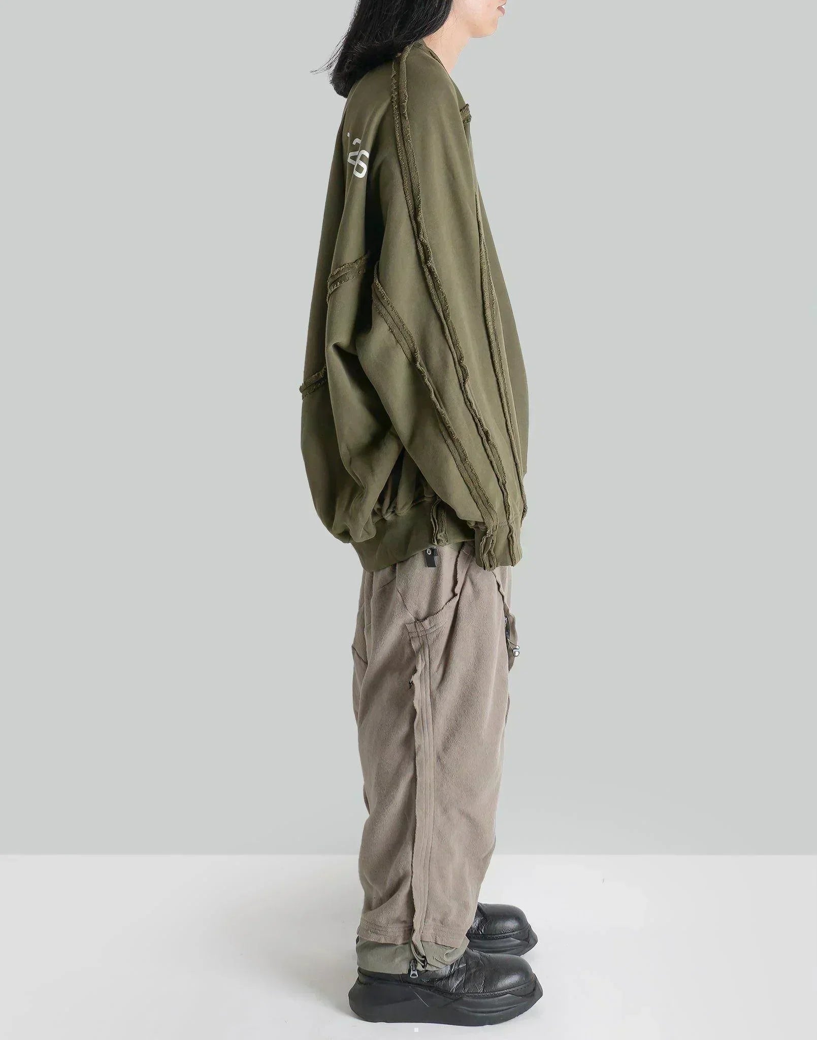 HAMCUS - LPU / RAW EDGE STITCHING EXPANDABLE CROPPED PANTS - 082plus