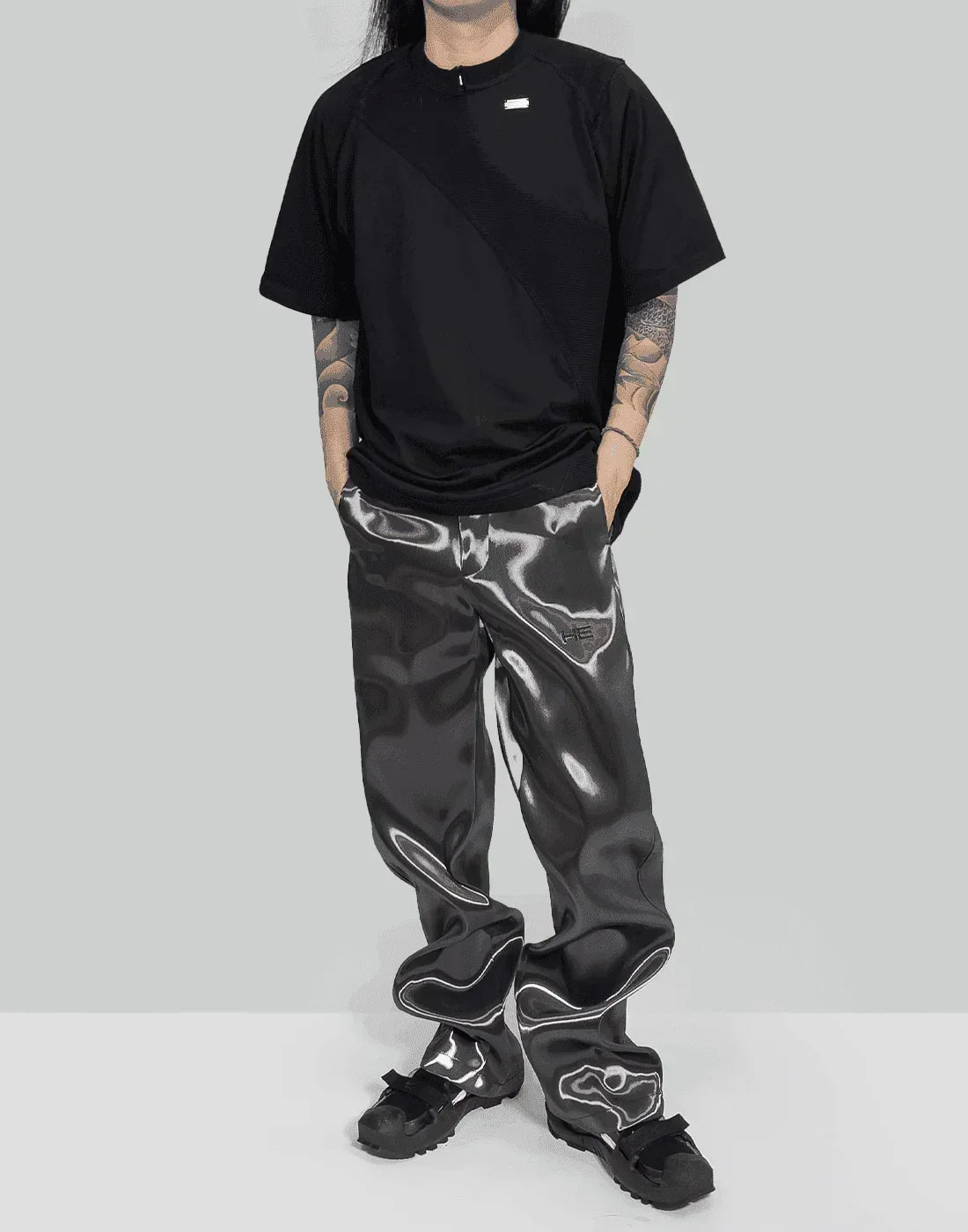 HELIOT EMIL - CONTRAST FABRIC T-SHIRT - 082plus