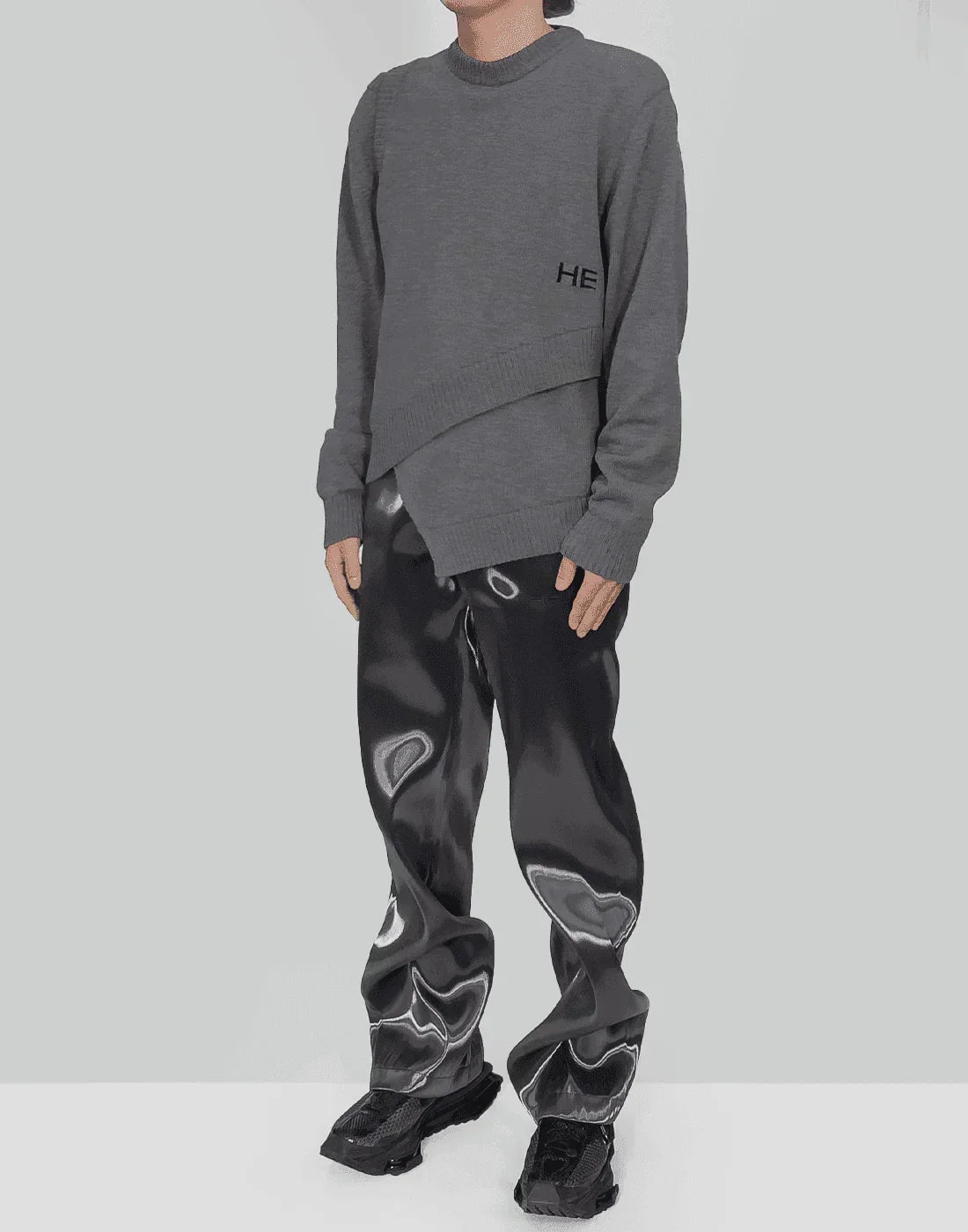 HELIOT EMIL - LAYERED KNIT W. INTARSIA HE LOGO - 082plus