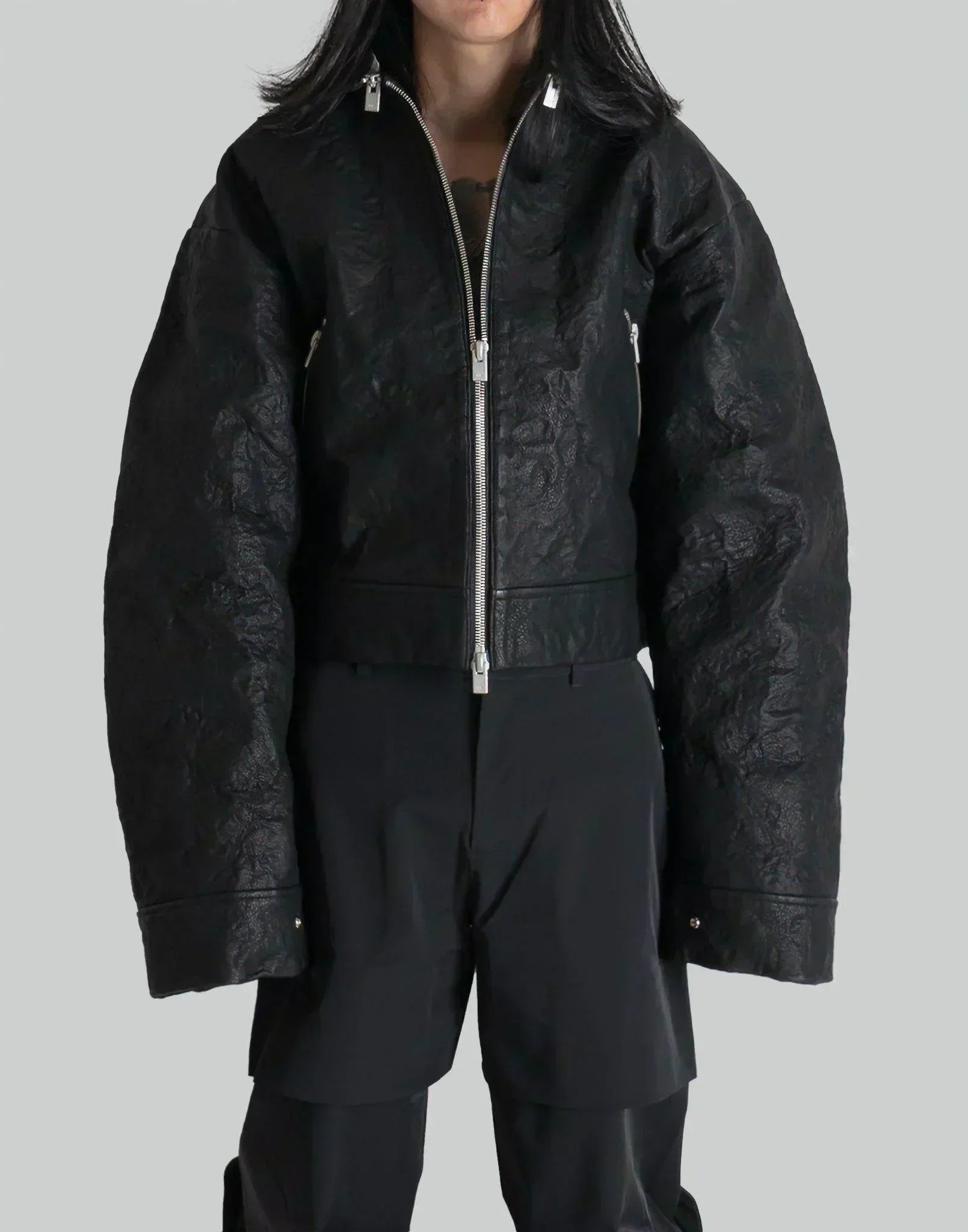 HELIOT EMIL - STIFF LEATHER JACKET - 082plus