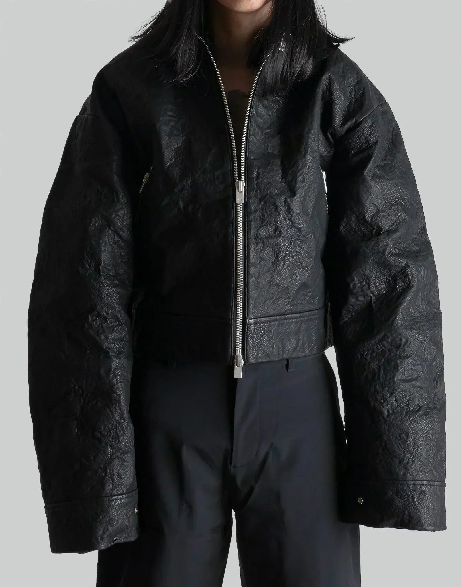 HELIOT EMIL - STIFF LEATHER JACKET - 082plus