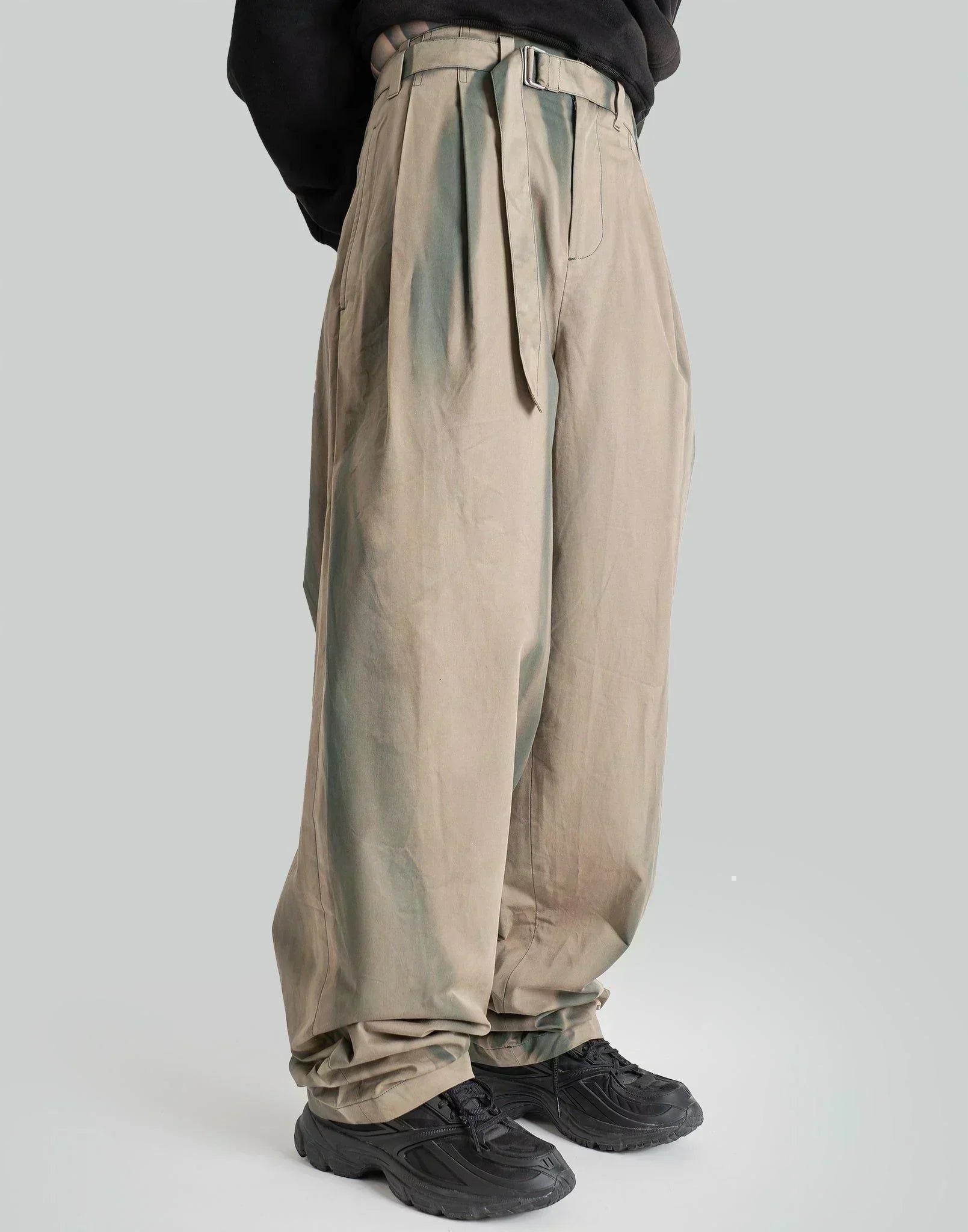 JiyongKim - SUN-BLEACHED BELTED WIDE TROUSERS - 082plus