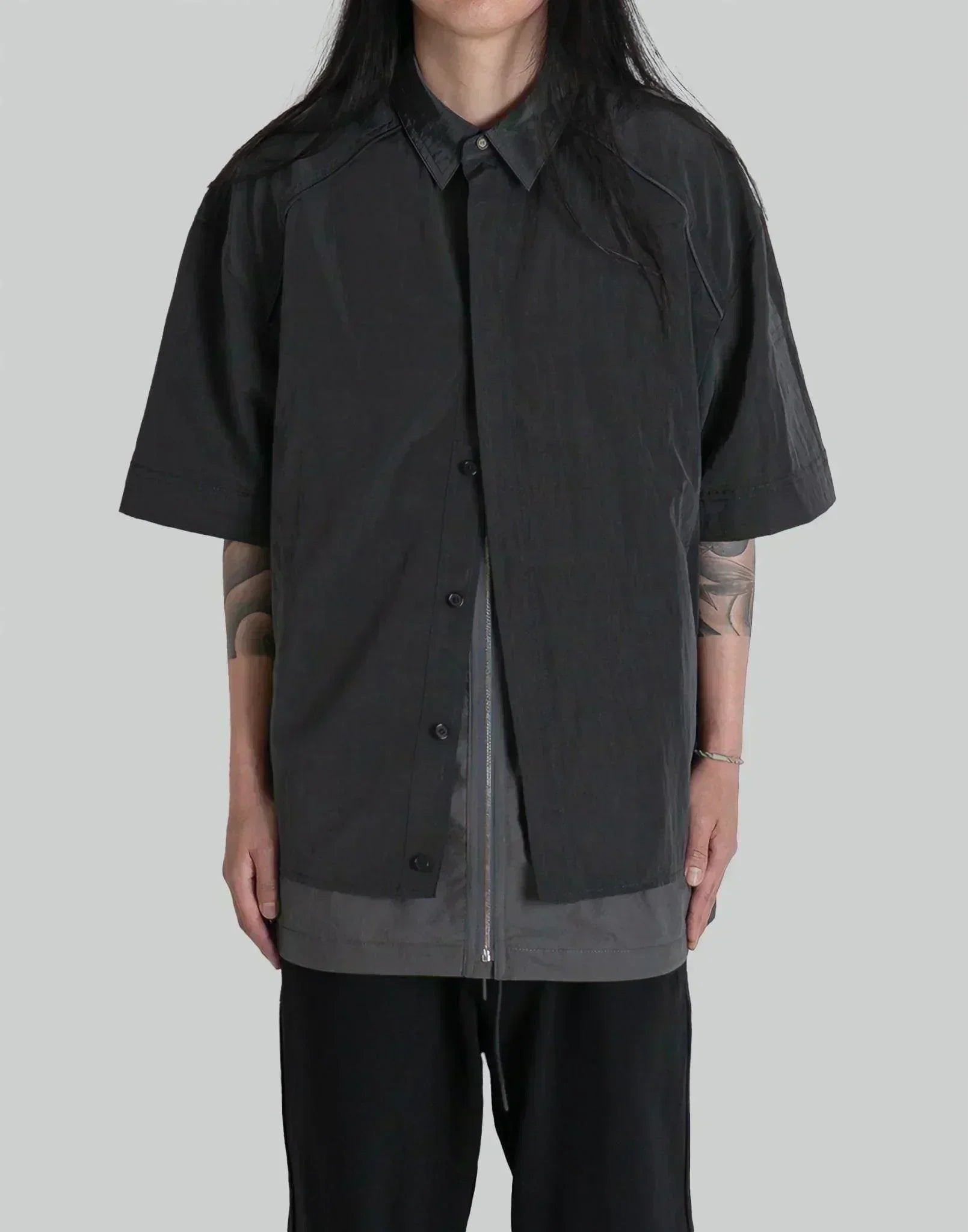 Juun.J - Double Layered Short Sleeve Zip-Up Shirts - 082plus