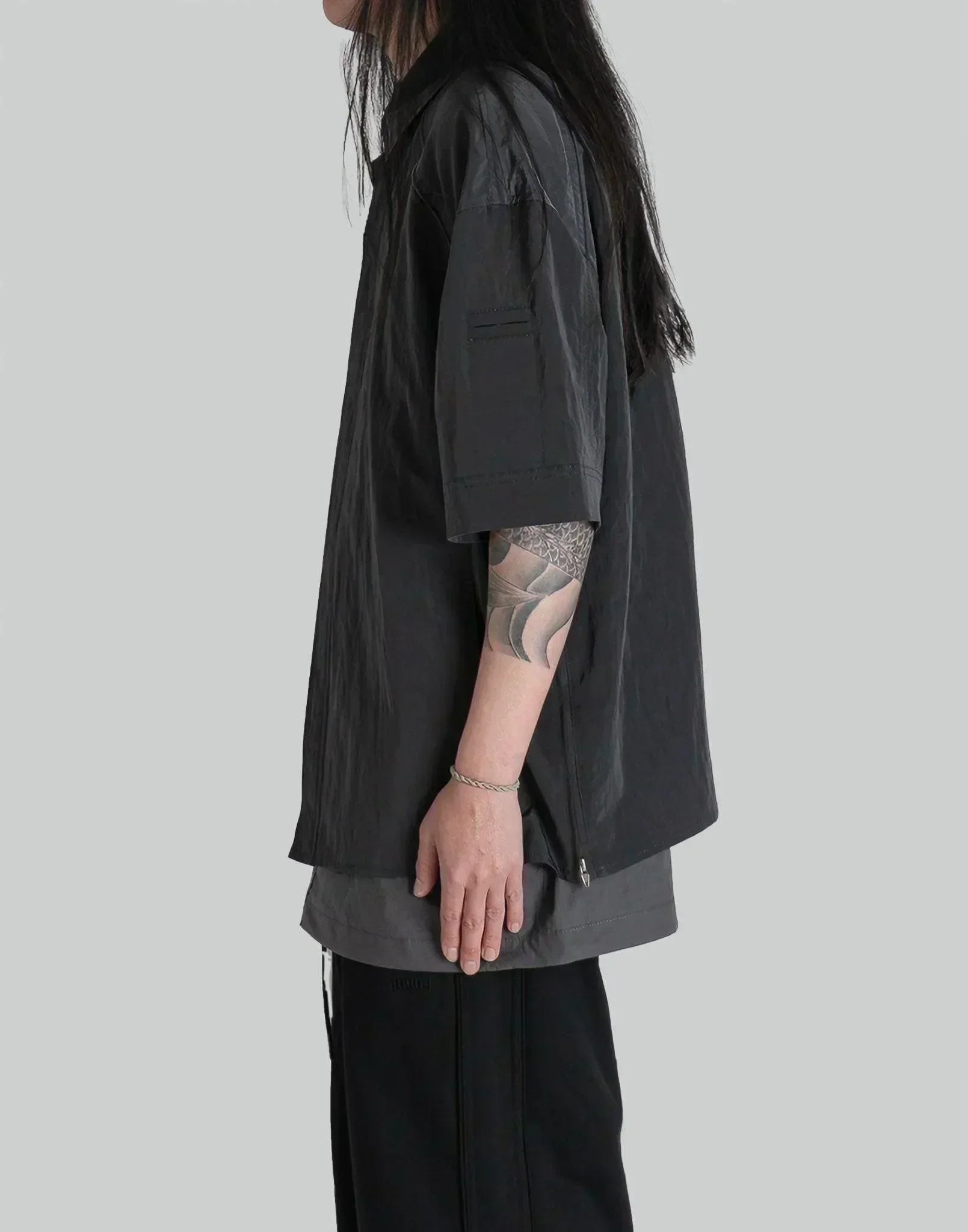Juun.J - Double Layered Short Sleeve Zip-Up Shirts - 082plus