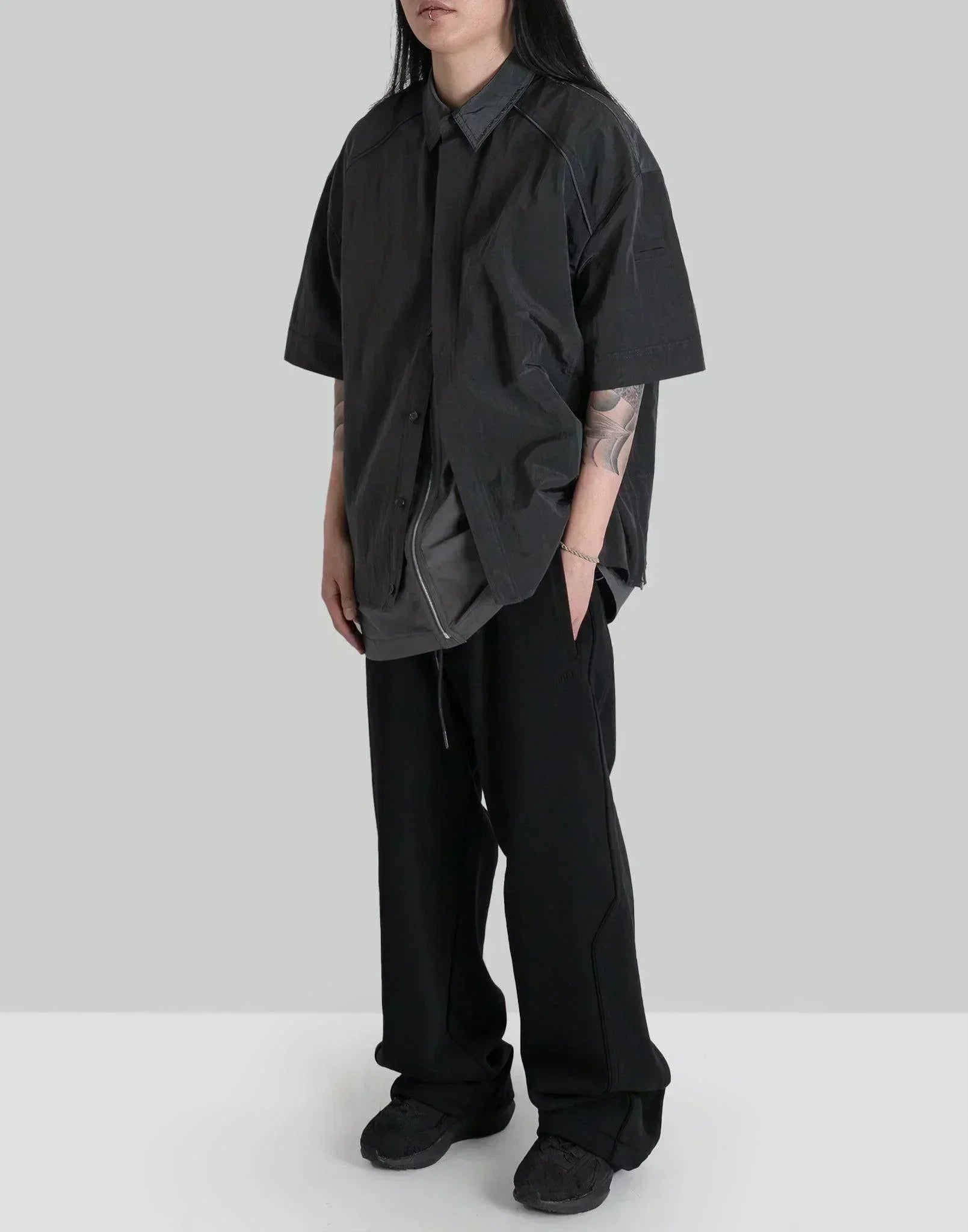 Juun.J - Double Layered Short Sleeve Zip-Up Shirts - 082plus