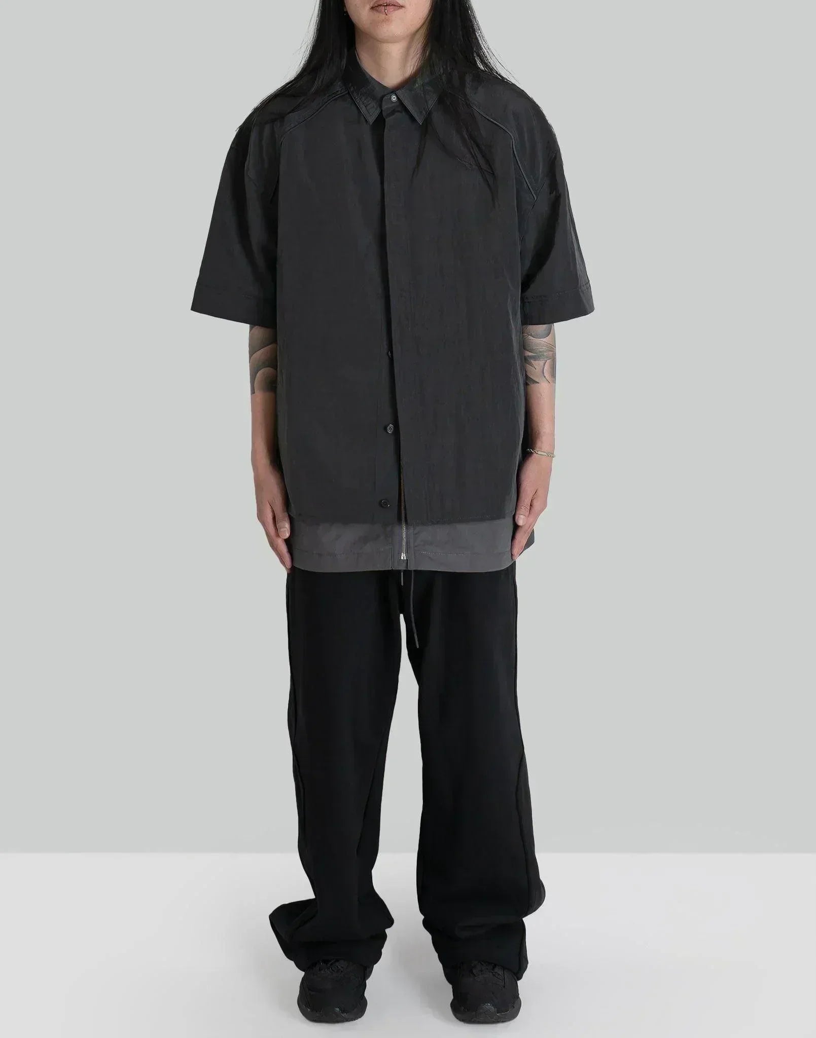 Juun.J - Double Layered Short Sleeve Zip-Up Shirts - 082plus
