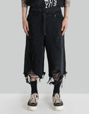 Double Waist Denim Bermuda Pants