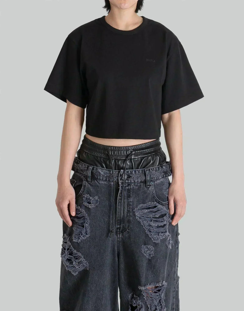 Juun.J - Juun.Jeans Embroidered Regular Fit Cropped Top - 082plus