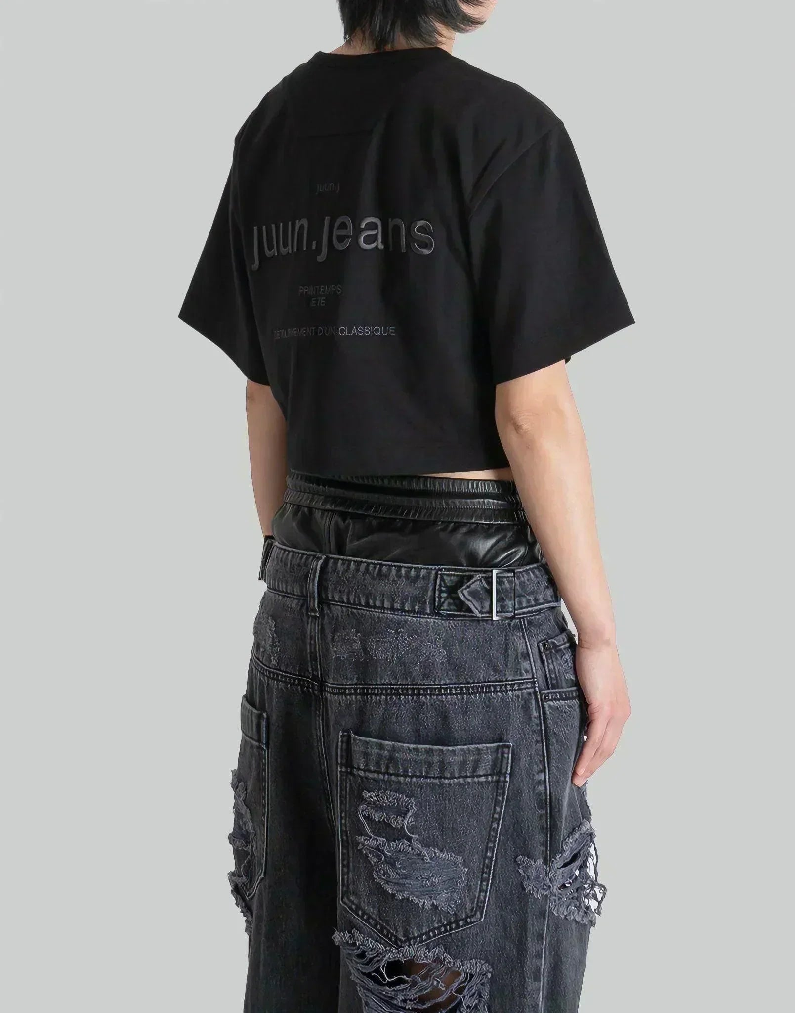 Juun.J - Juun.Jeans Embroidered Regular Fit Cropped Top - 082plus