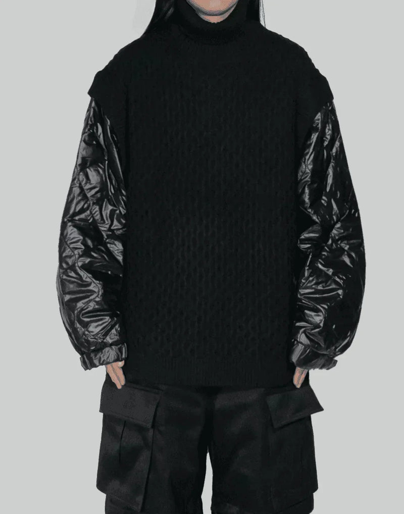 Juun.J - Quilting Paneled Turtle Neck Sweater - 082plus