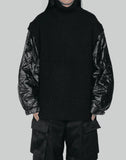 Quilting Paneled Turtle Neck Sweater