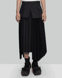 Unbalance Pleated Skirt With Utility Belt