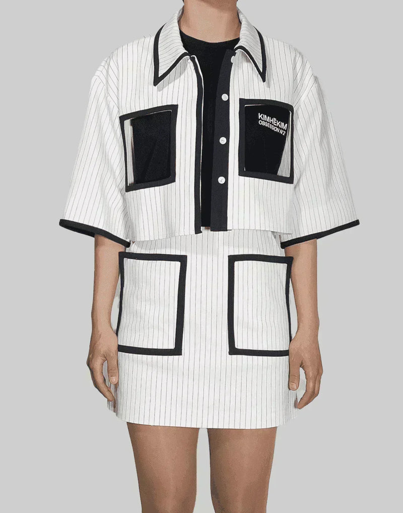 KIMHĒKIM - CARRIE CROPPED STRIPPED SHIRTKET - 082plus