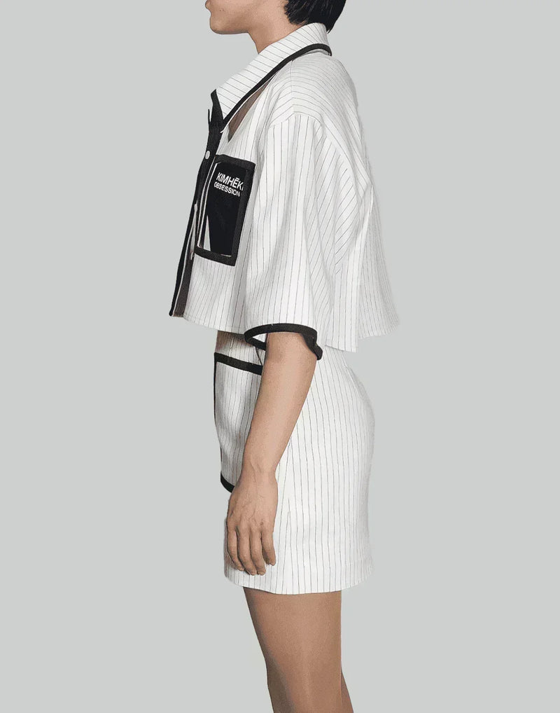 KIMHĒKIM - CARRIE CROPPED STRIPPED SHIRTKET - 082plus