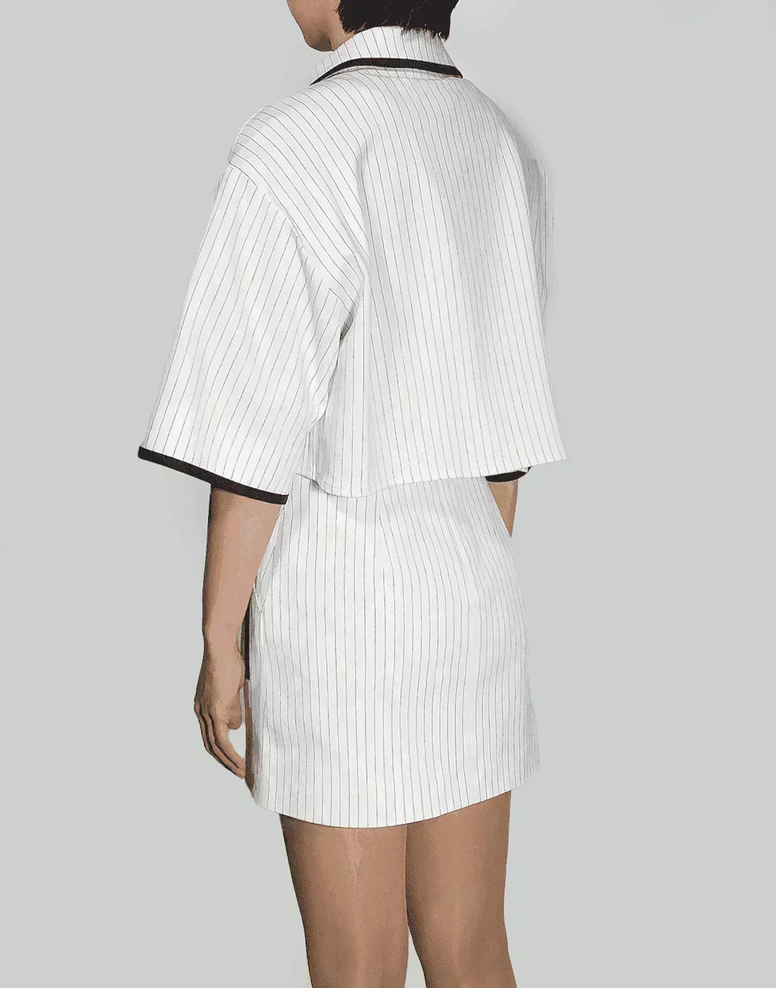 KIMHĒKIM - CARRIE CROPPED STRIPPED SHIRTKET - 082plus
