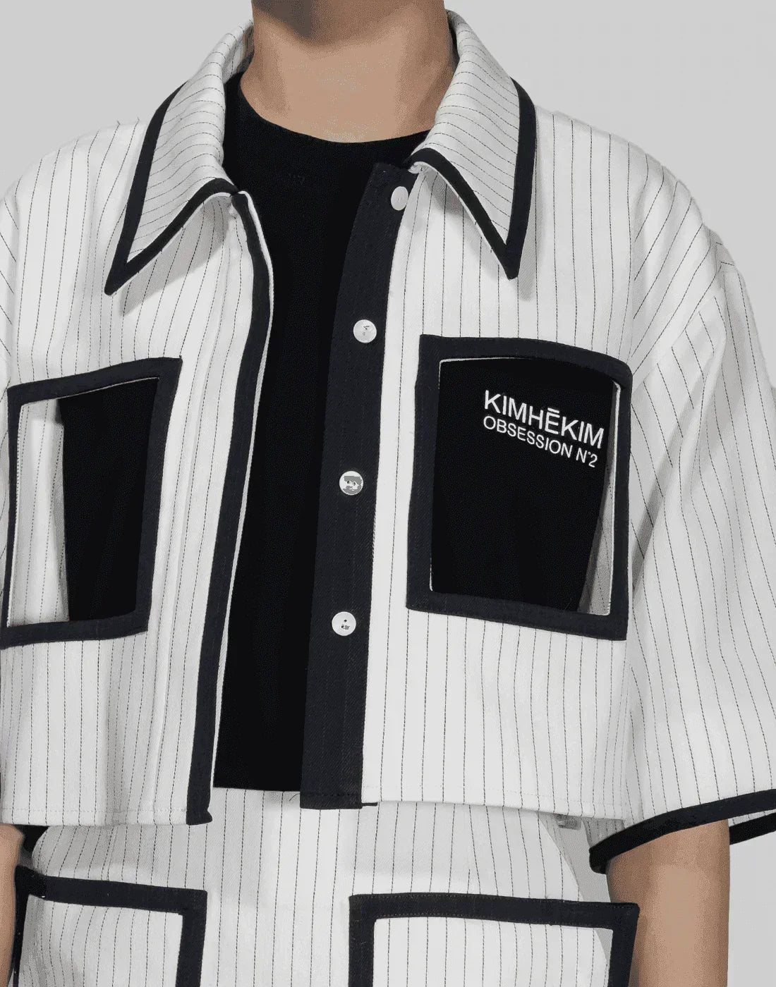 KIMHĒKIM - CARRIE CROPPED STRIPPED SHIRTKET - 082plus