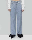 LABEL WIDE FIT JEANS
