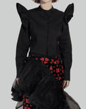NECK BUCKLE RUFFLE BLOUSE