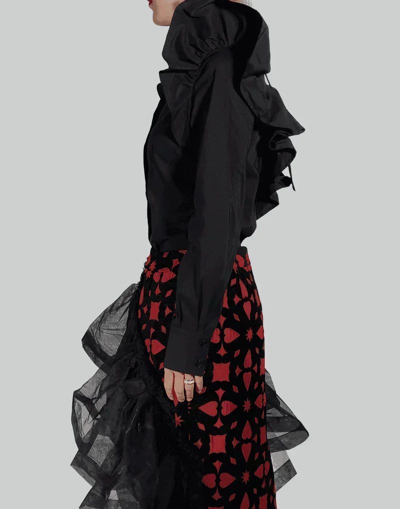 MINJU KIM - NECK BUCKLE RUFFLE BLOUSE - 082plus