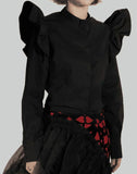 MINJU KIM - NECK BUCKLE RUFFLE BLOUSE - 082plus