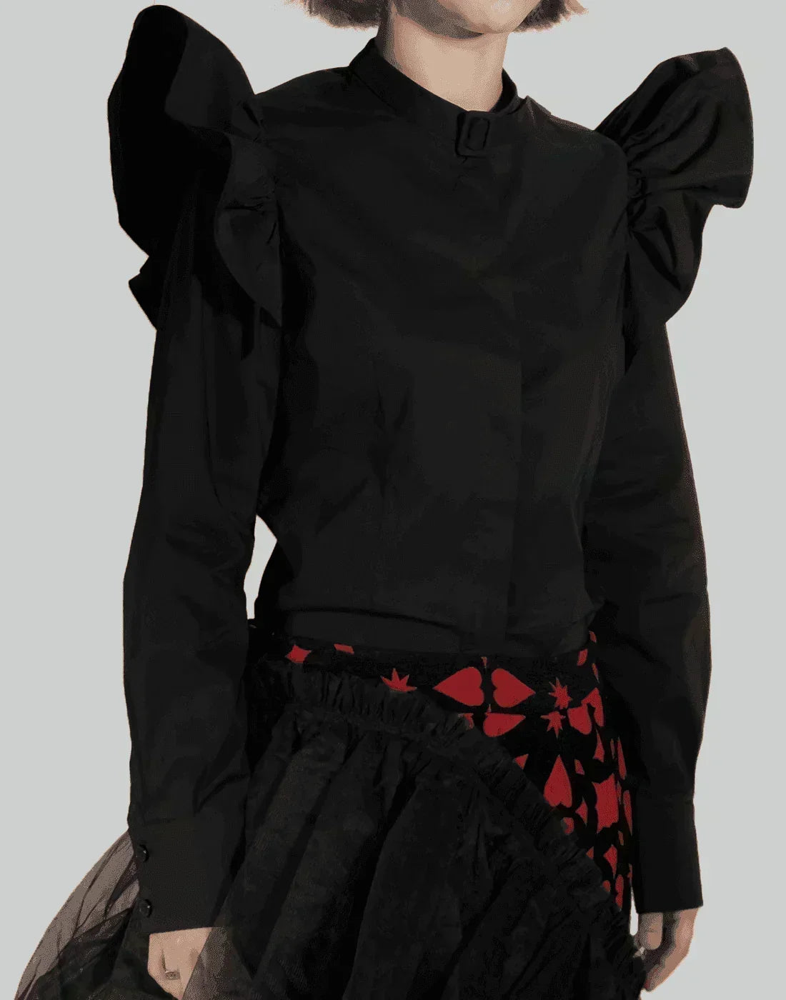 MINJU KIM - NECK BUCKLE RUFFLE BLOUSE - 082plus
