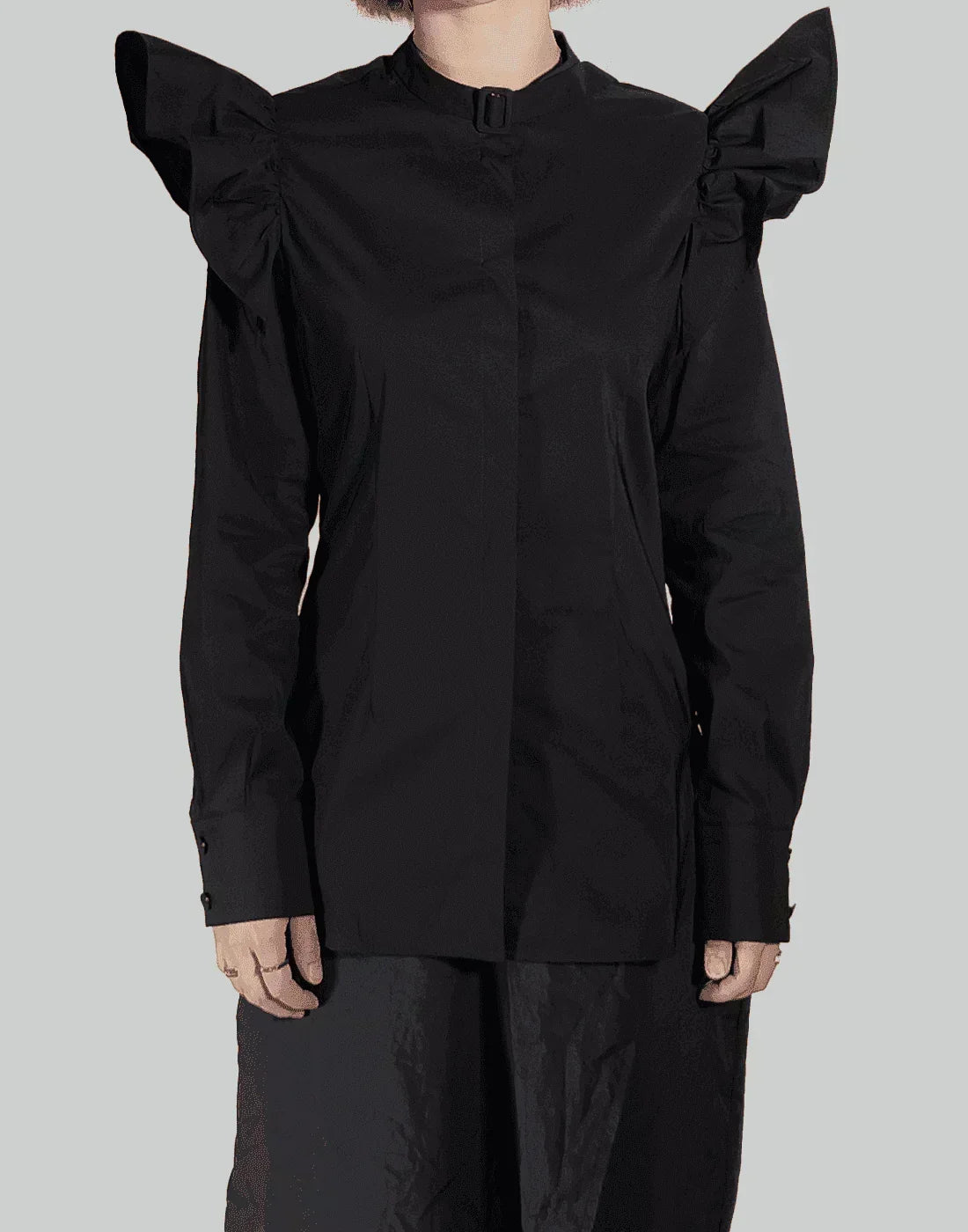 MINJU KIM - NECK BUCKLE RUFFLE BLOUSE - 082plus