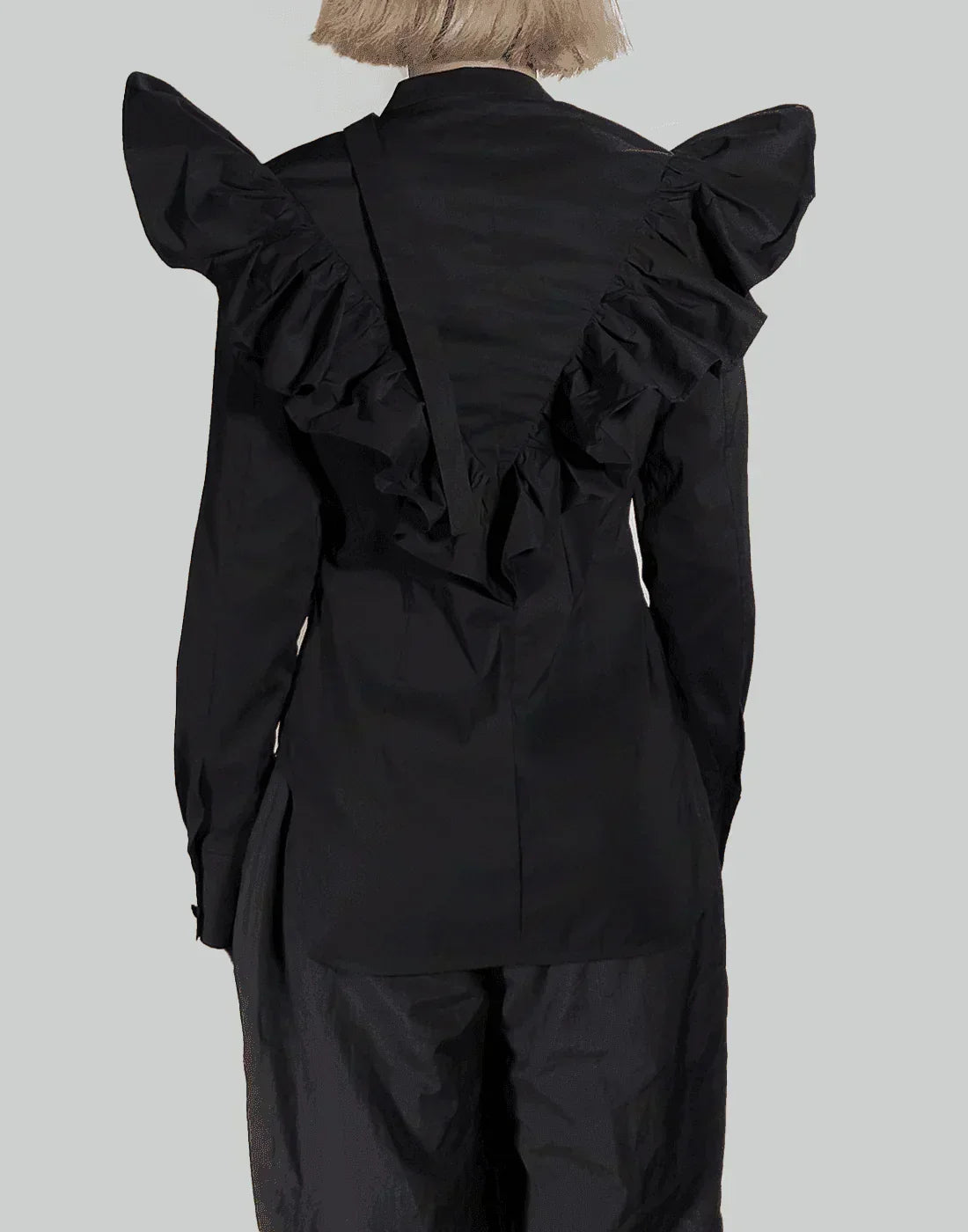 MINJU KIM - NECK BUCKLE RUFFLE BLOUSE - 082plus