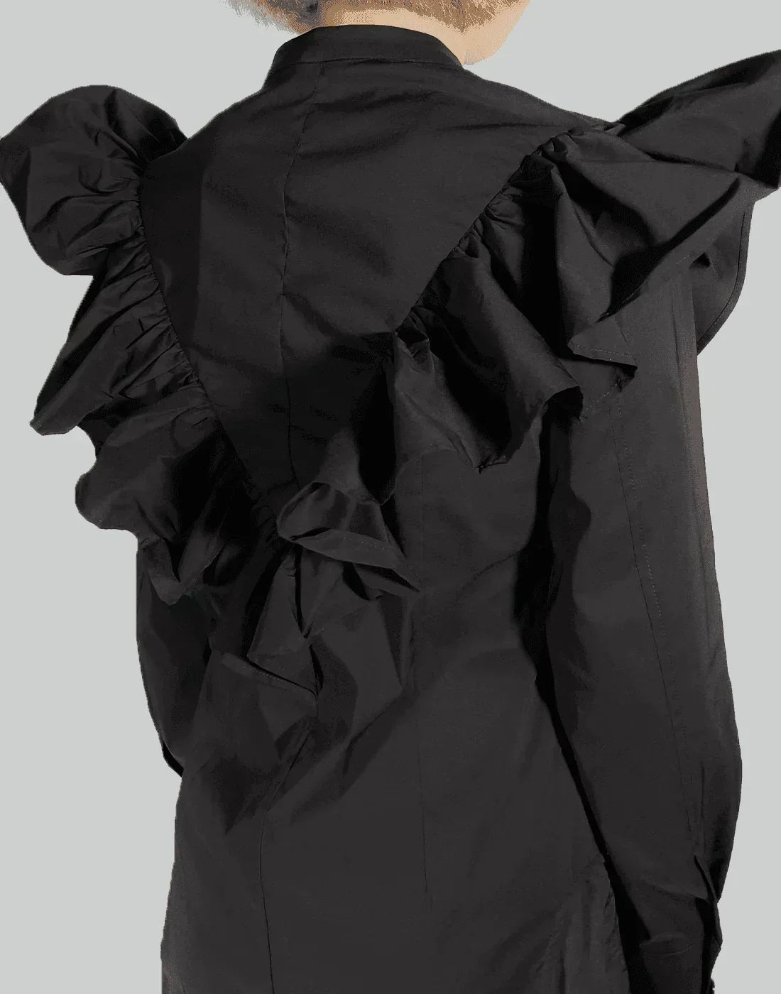 MINJU KIM - NECK BUCKLE RUFFLE BLOUSE - 082plus
