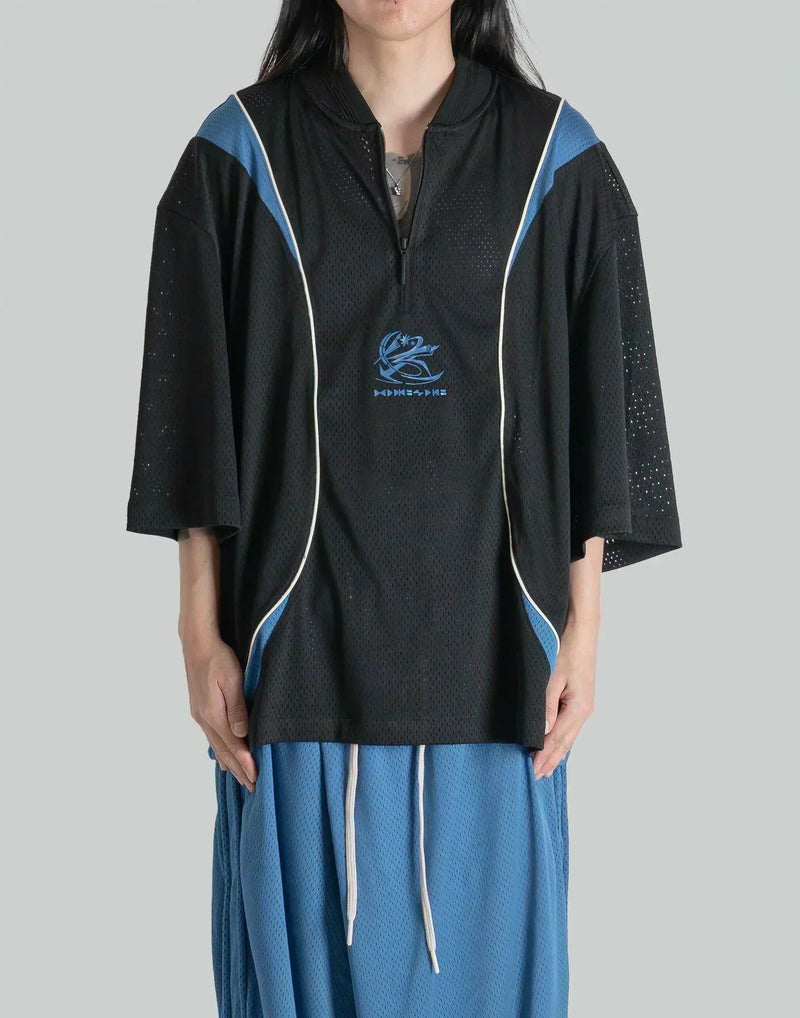 NAMESAKE - LEWIS PANELLED HALF-ZIP WARM UP JERSEY - 082plus