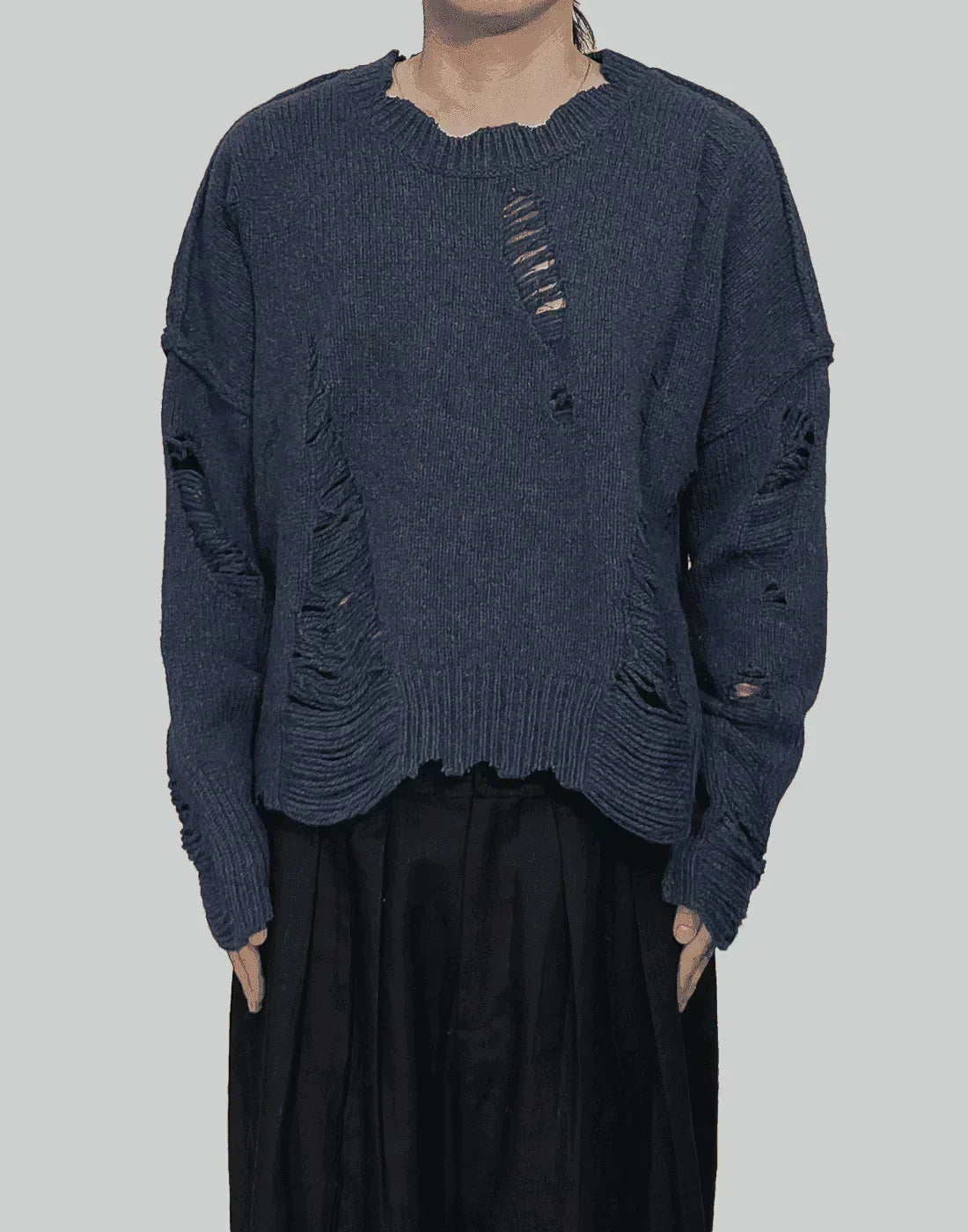 professor.E - Distressed Cropped Sweater - 082plus