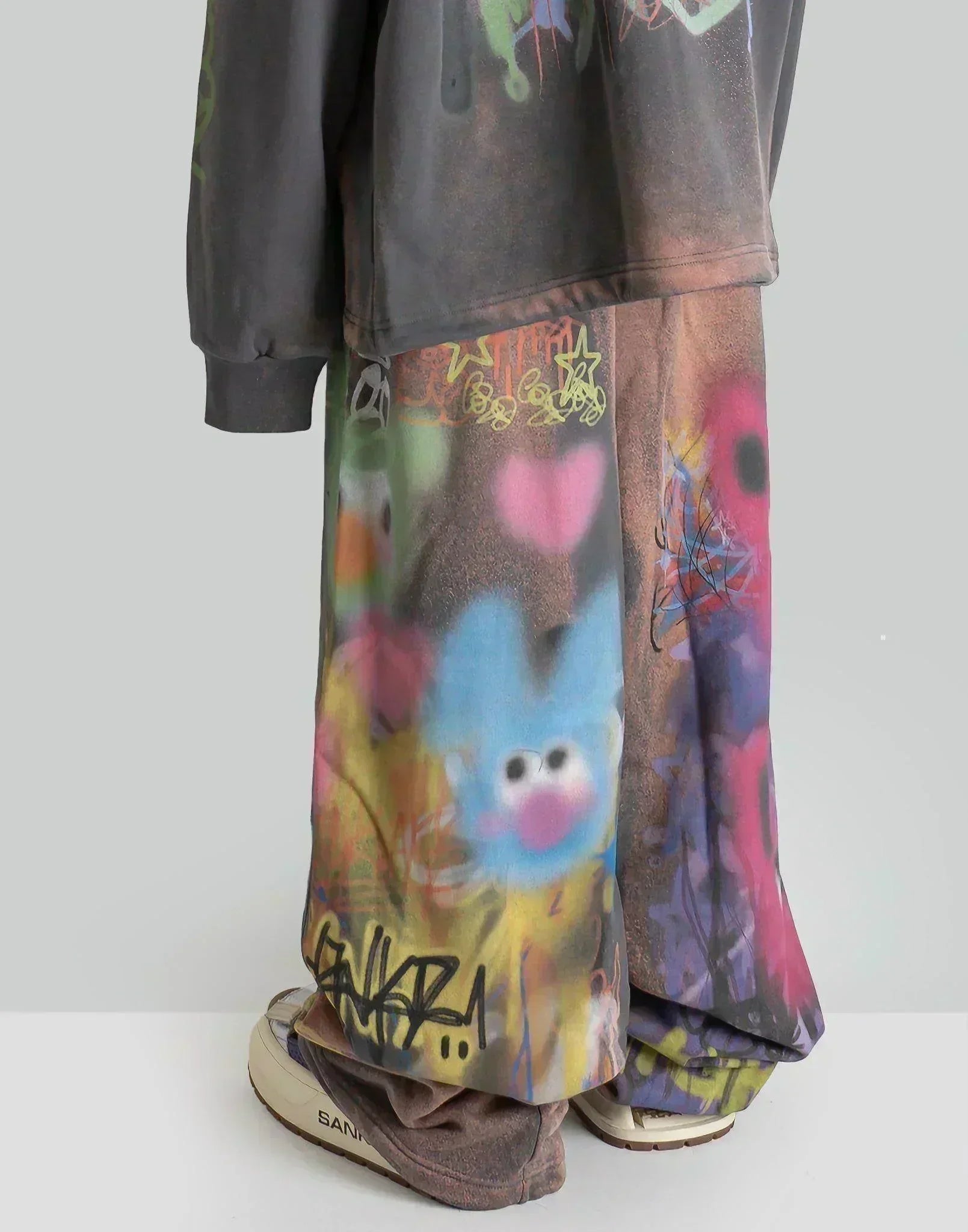 SANKUANZ - Bleached Rabbit Graffiti Print Sweatpants - 082plus