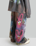 SANKUANZ - Bleached Rabbit Graffiti Print Sweatpants - 082plus