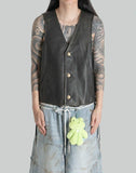 DISTRESSED CHERRYBOMB LEATHER VEST