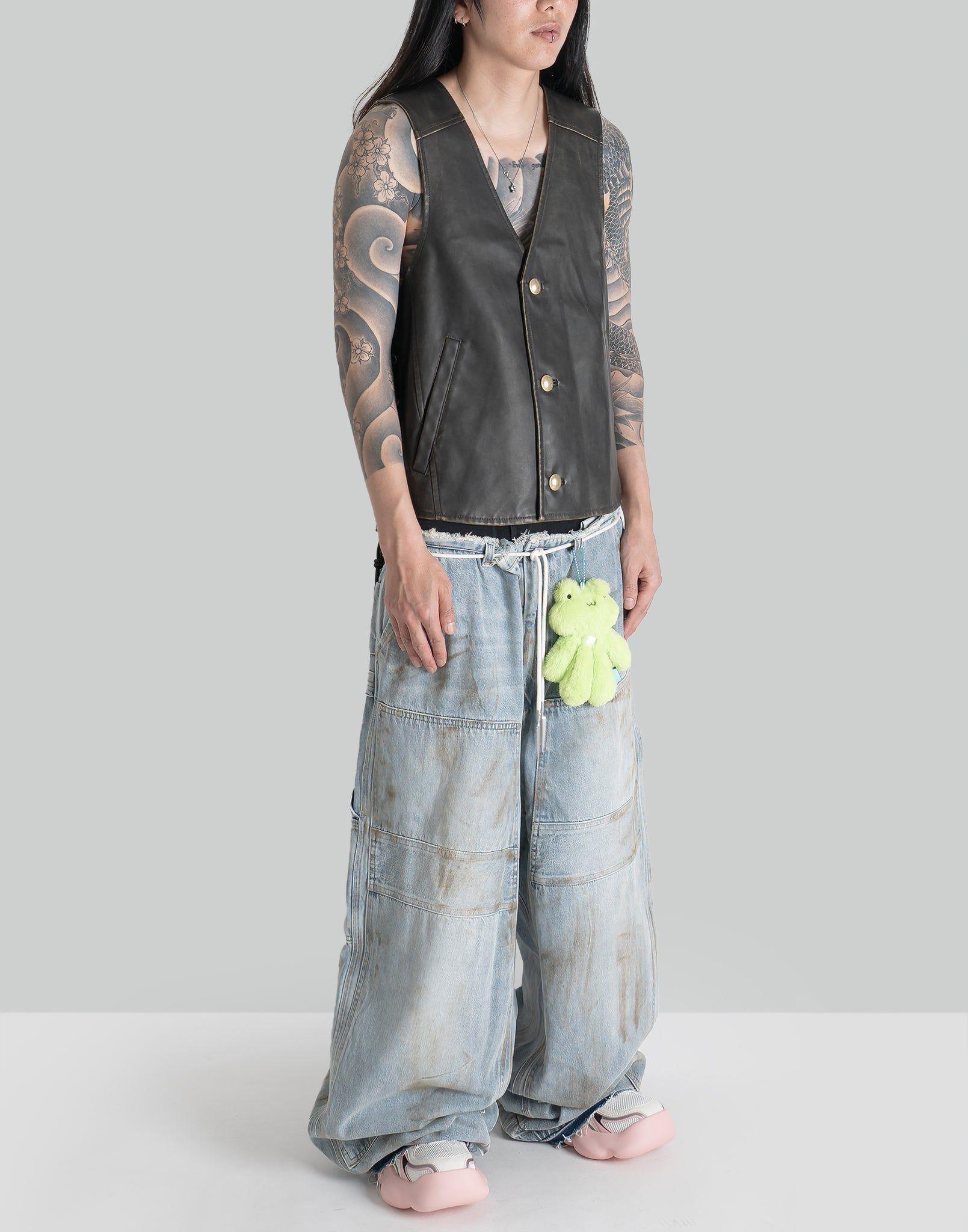 SANKUANZ - DISTRESSED CHERRYBOMB LEATHER VEST - 082plus