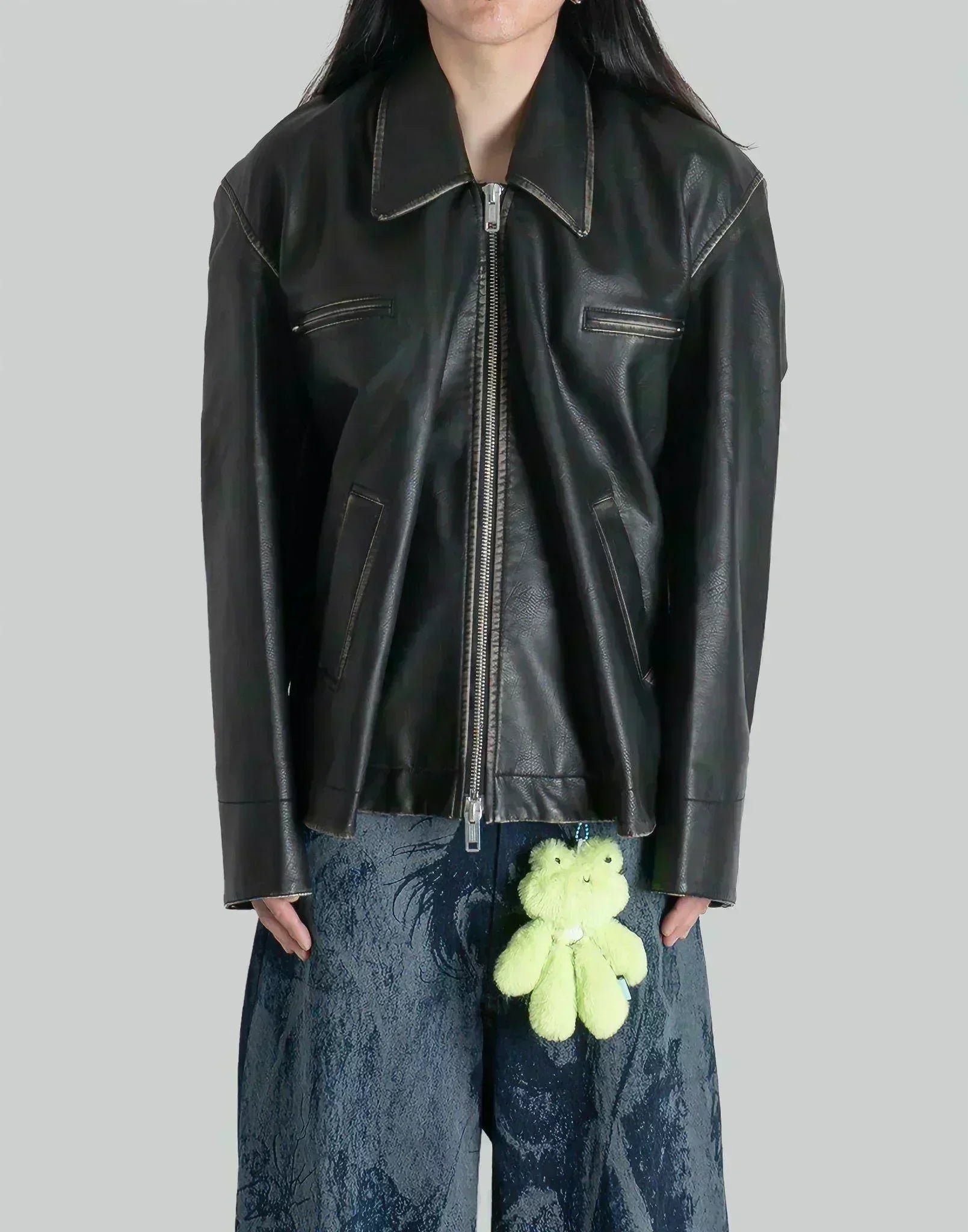 SANKUANZ DISTRESSED LEATHER JACKET – 082plus