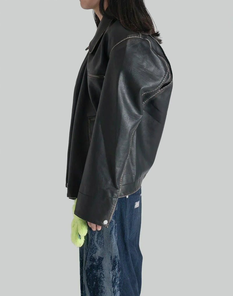 SANKUANZ - DISTRESSED LEATHER JACKET - 082plus