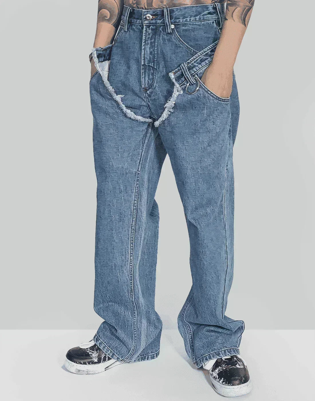SANKUANZ - Double Waisted Wide Leg Jeans - 082plus