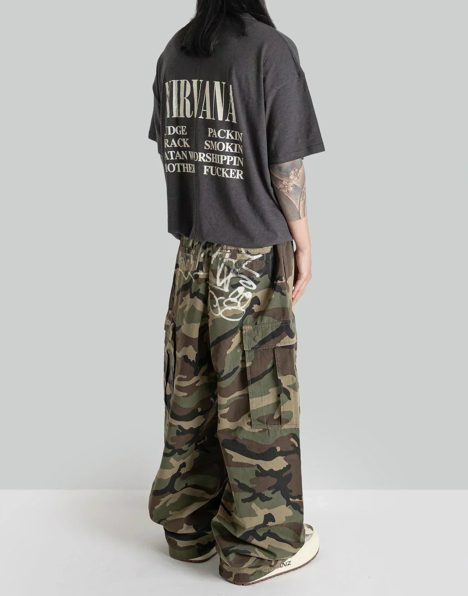 SANKUANZ - Graffiti Print Camo Cargo Pants - 082plus