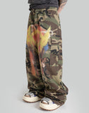 Graffiti Print Camo Cargo Pants