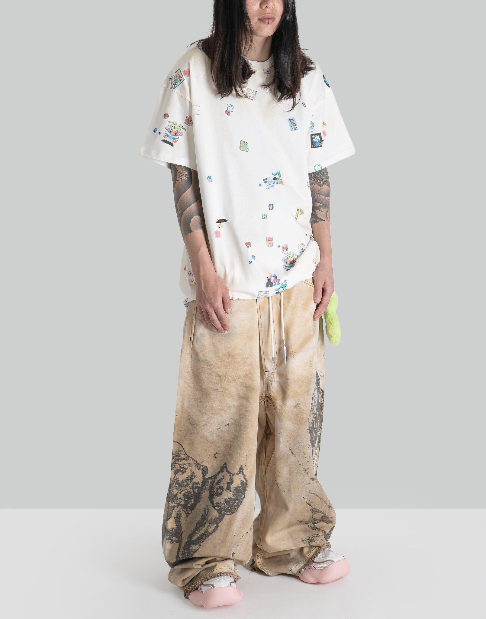 SANKUANZ - OVERSIZE STICKERS GRAFFITI PRINT T-SHIRT - 082plus
