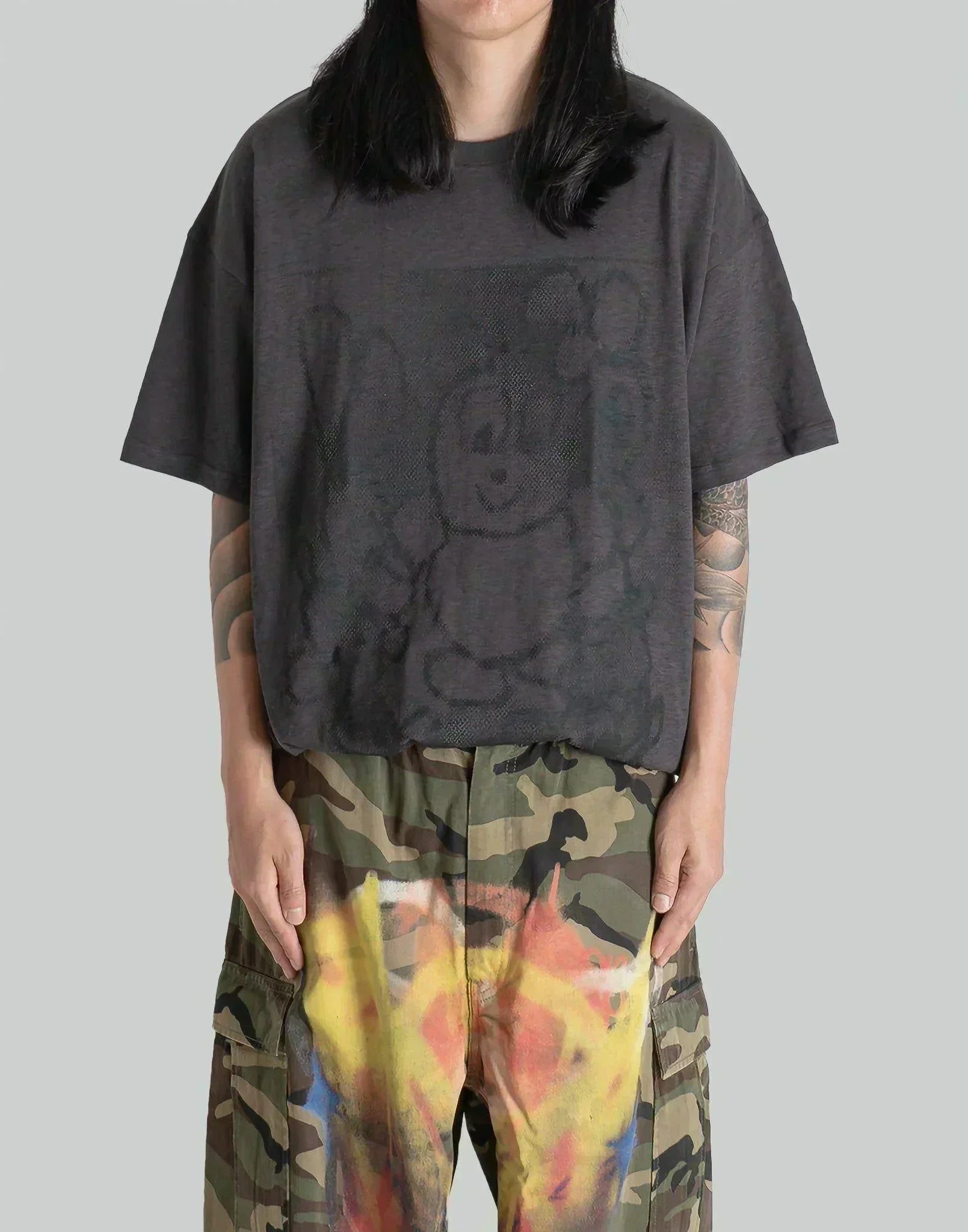 SANKUANZ - Oversized Bear Graffiti Print T-shirt - 082plus