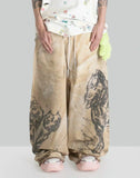 SANKUANZ - PIT BULL GRAFFITI PRINT DENIM BAGGY PANTS - 082plus