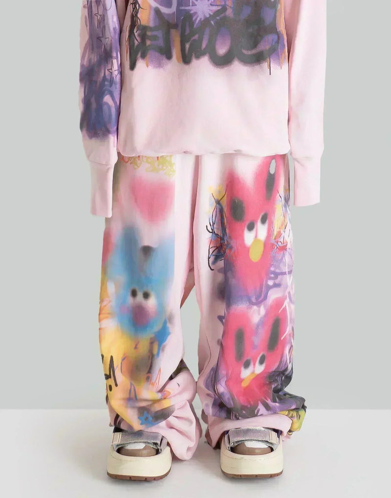 SANKUANZ - Rabbit Graffiti Print Sweatpants - 082plus