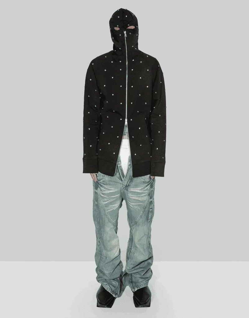 SANKUANZ - Rivet Embellished Zipper Hoodie - 082plus