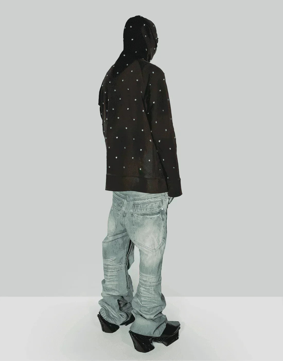 SANKUANZ - Rivet Embellished Zipper Hoodie - 082plus