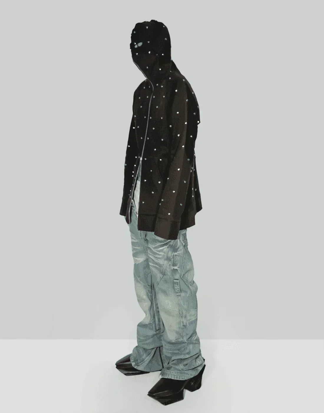 SANKUANZ - Rivet Embellished Zipper Hoodie - 082plus